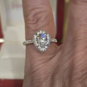 Radiant James Allen Pear Shaped Natural Diamond Ring